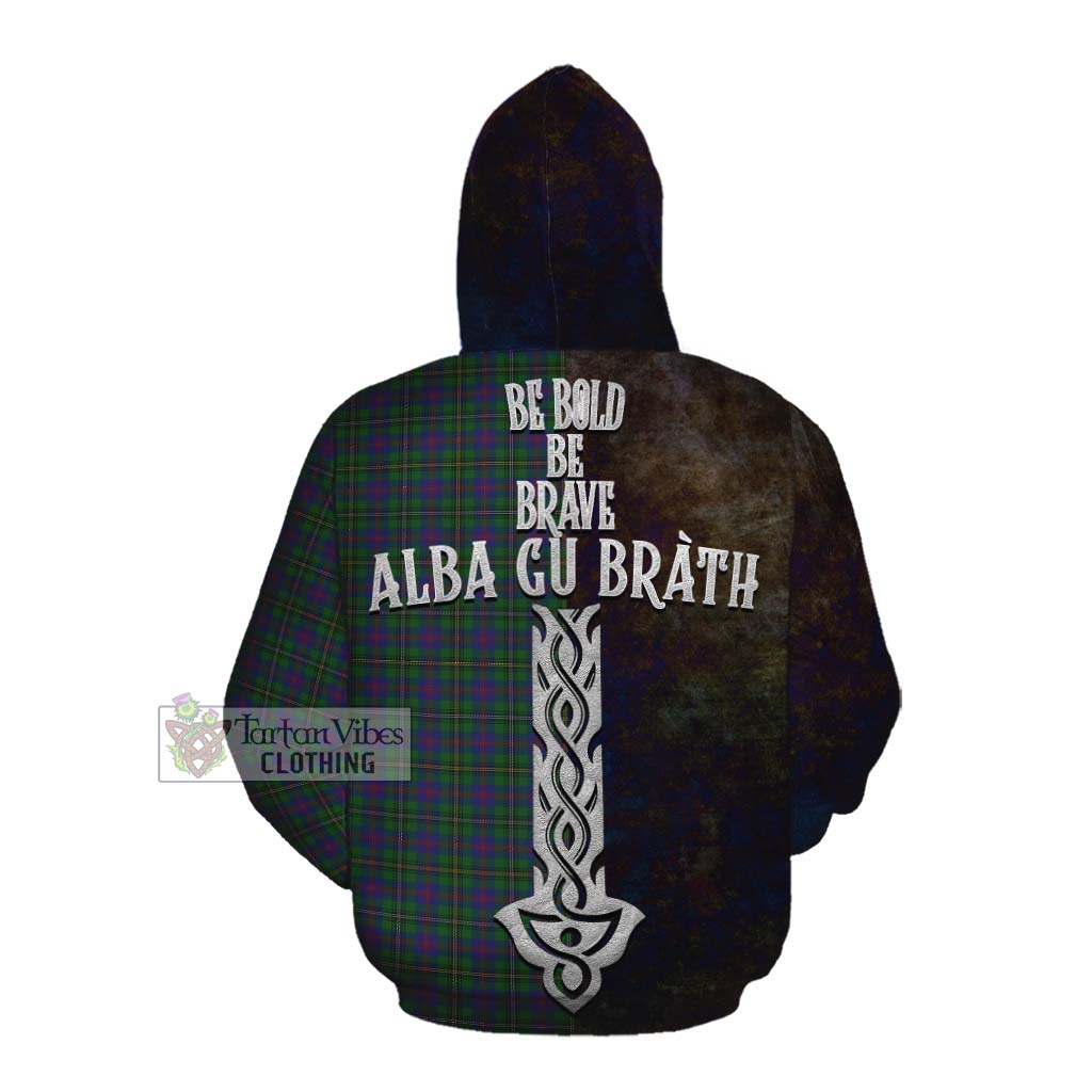 Tartan Vibes Clothing Wood Tartan Family Crest Cotton Hoodie Alba Gu Brath Be Brave Lion Ancient Style