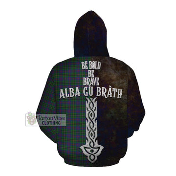 Wood Tartan Family Crest Cotton Hoodie Alba Gu Brath Be Brave Lion Ancient Style