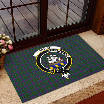 Wood Tartan Rubber Doormat with Family Crest