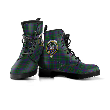 Wood Tartan Leather Boots with Family Crest