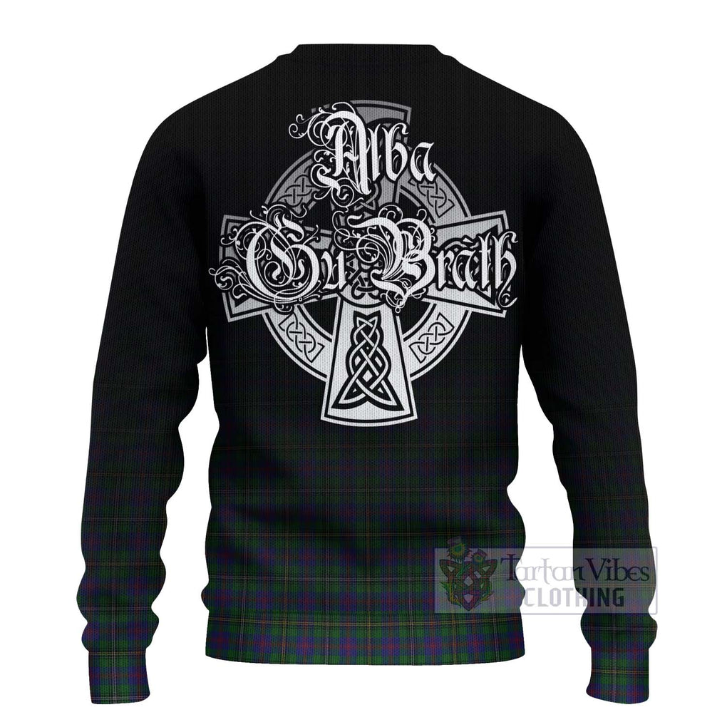 Tartan Vibes Clothing Wood Tartan Knitted Sweater Featuring Alba Gu Brath Family Crest Celtic Inspired