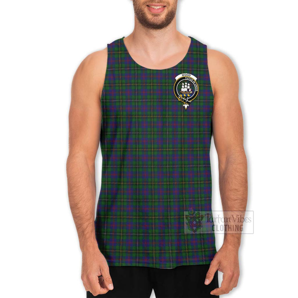Tartan Vibes Clothing Wood Tartan Men's Tank Top with Family Crest Celtic Skull Style
