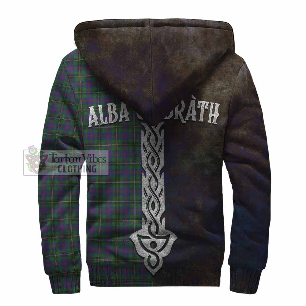 Tartan Vibes Clothing Wood Tartan Family Crest Sherpa Hoodie Alba Gu Brath Be Brave Lion Ancient Style