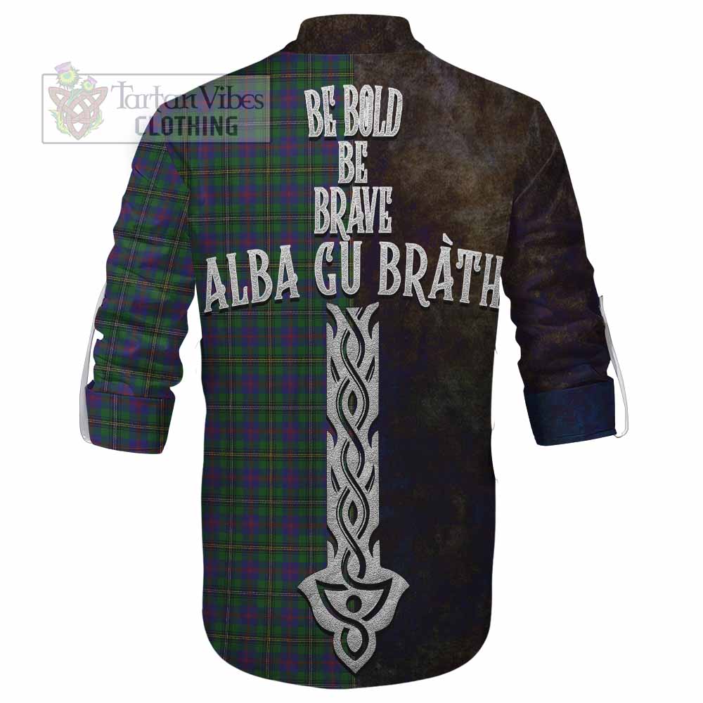 Tartan Vibes Clothing Wood Tartan Family Crest Ghillie Kilt Shirt Alba Gu Brath Be Brave Lion Ancient Style