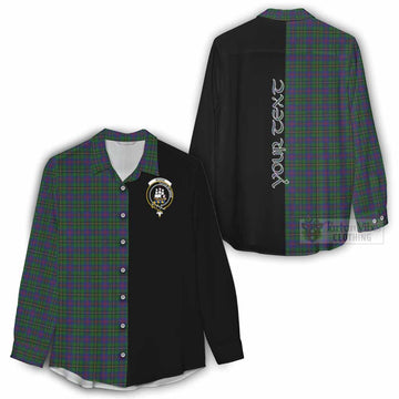 Tartan Vibes Clothing Wood Tartan Women's Casual Shirt with Family Crest and Half Of Me Style