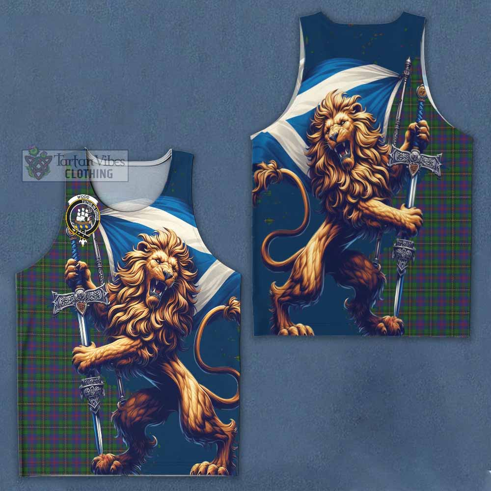 Tartan Vibes Clothing Wood Tartan Family Crest Men's Tank Top with Scottish Majestic Lion