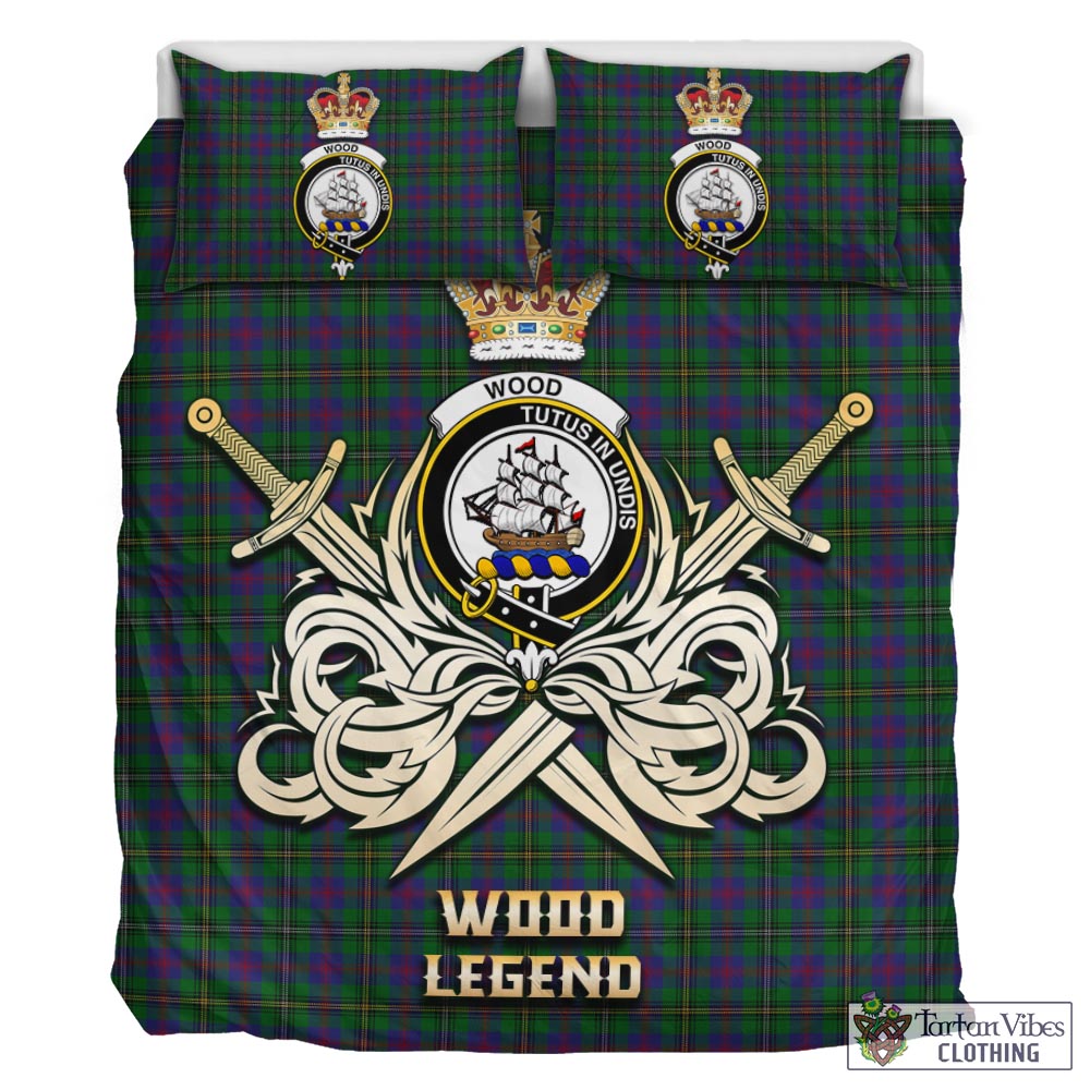 Tartan Vibes Clothing Wood Tartan Bedding Set with Clan Crest and the Golden Sword of Courageous Legacy
