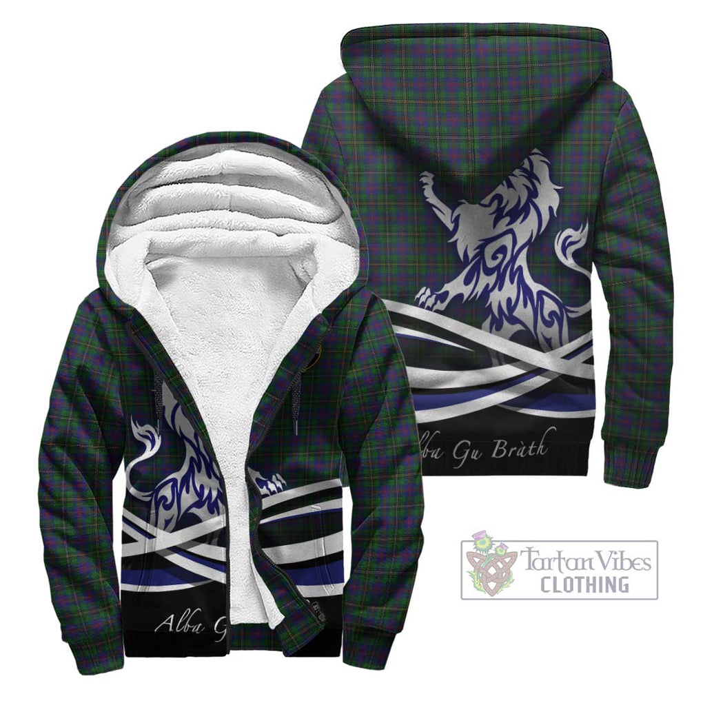 Wood Tartan Sherpa Hoodie with Alba Gu Brath Regal Lion Emblem Unisex - Tartanvibesclothing Shop