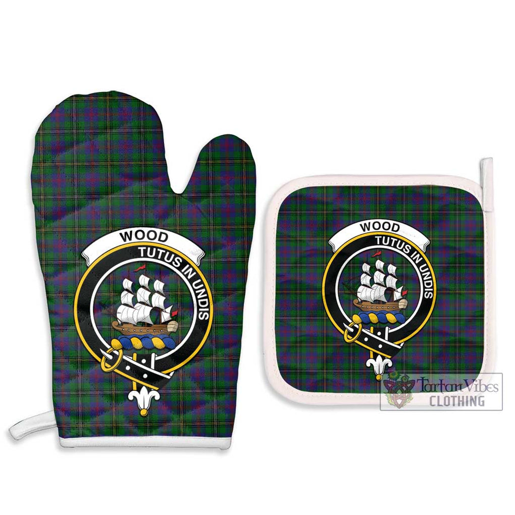 Wood Tartan Combo Oven Mitt & Pot-Holder with Family Crest Combo 1 Oven Mitt & 2 Pot-Holder White - Tartan Vibes Clothing