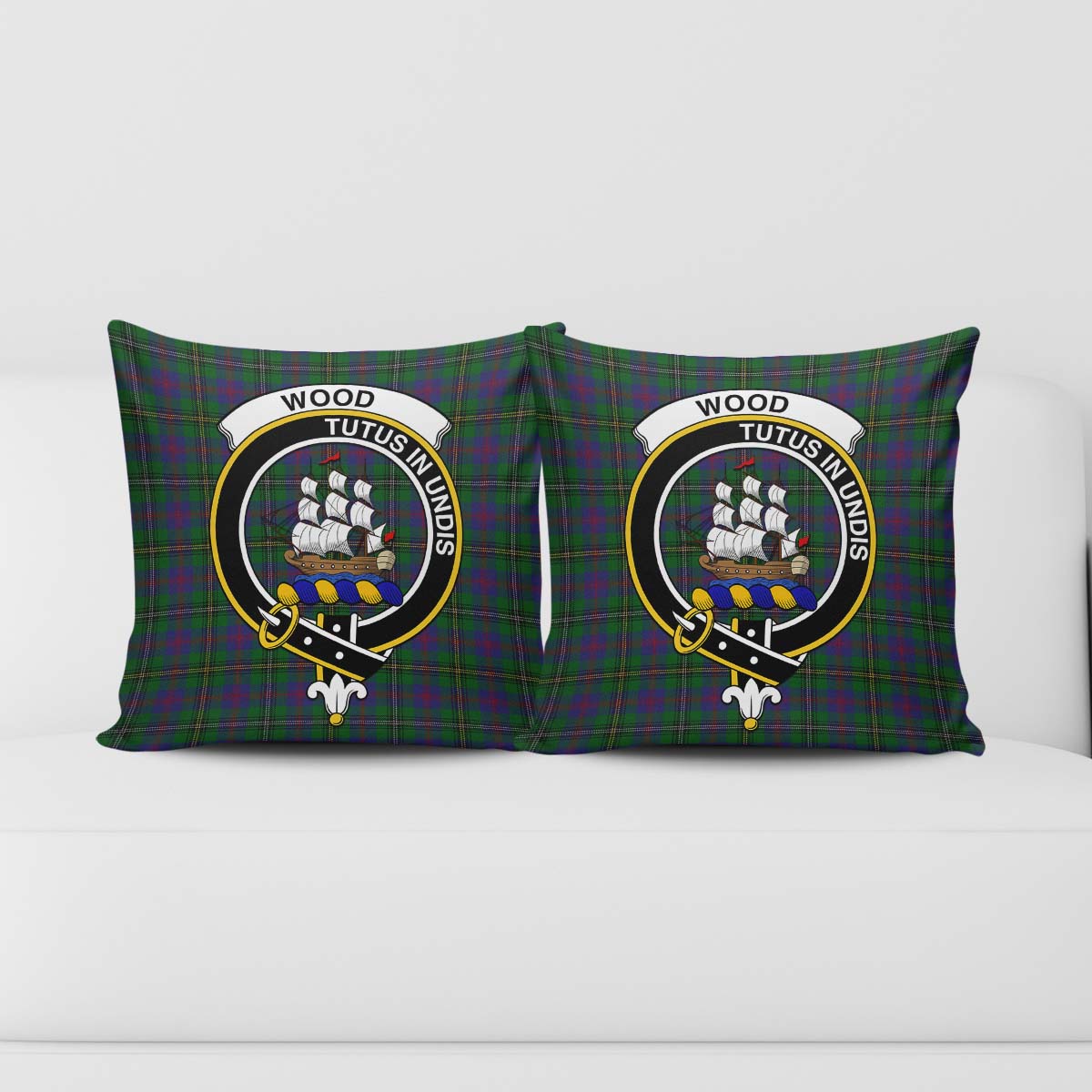 Wood Tartan Pillow Cover with Family Crest - Tartanvibesclothing Shop