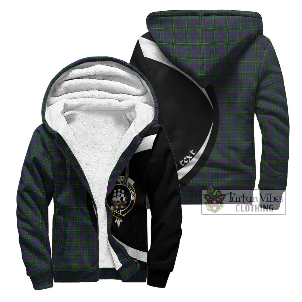 Wood Tartan Sherpa Hoodie with Family Crest Circle Style Unisex - Tartan Vibes Clothing