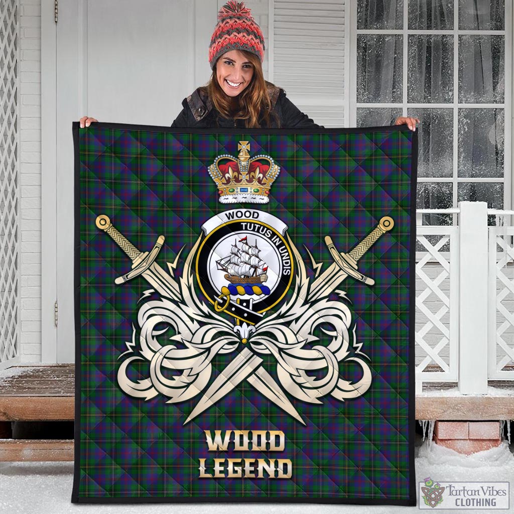 Tartan Vibes Clothing Wood Tartan Quilt with Clan Crest and the Golden Sword of Courageous Legacy