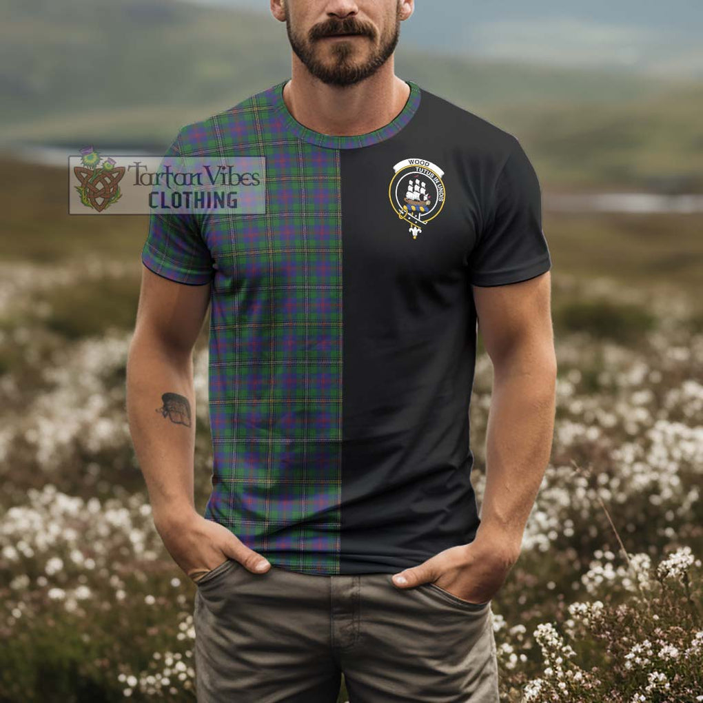 Wood Tartan T-Shirt with Family Crest and Half Of Me Style - Tartanvibesclothing Shop