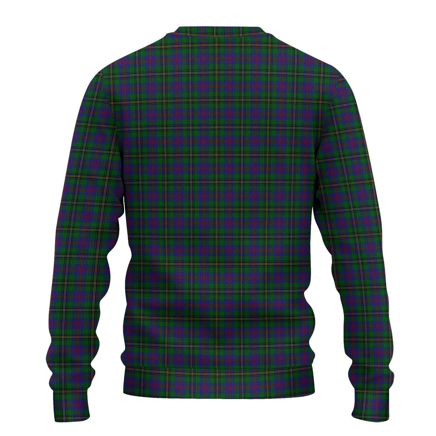 Wood Tartan Knitted Sweater with Family Crest - Tartanvibesclothing