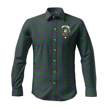 wood-tartan-long-sleeve-button-up-shirt-with-family-crest