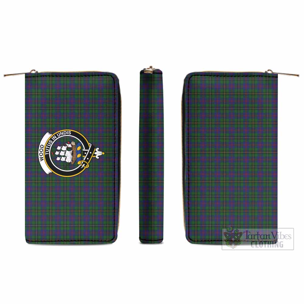 Tartan Vibes Clothing Wood Tartan Women's Leather Wallet with Family Crest