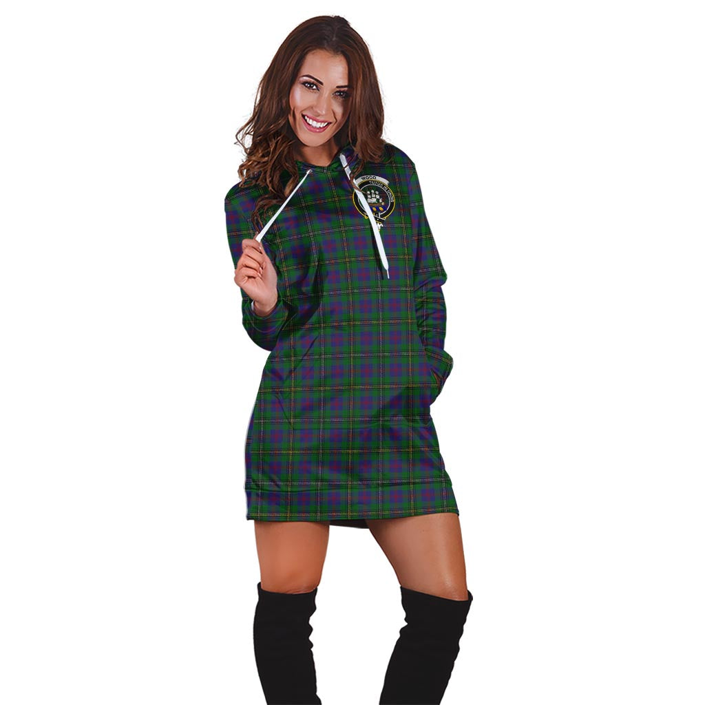 Wood Tartan Hoodie Dress with Family Crest - Tartan Vibes Clothing