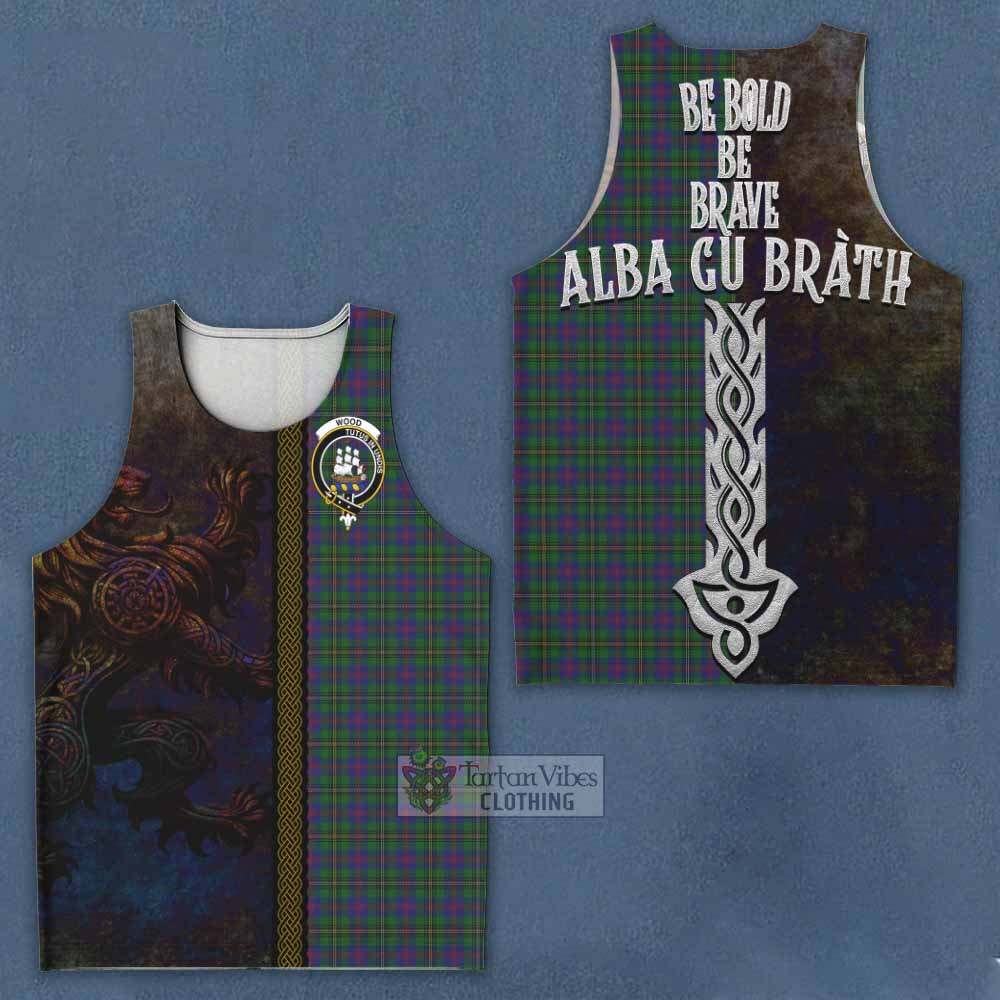 Tartan Vibes Clothing Wood Tartan Family Crest Men's Tank Top Alba Gu Brath Be Brave Lion Ancient Style