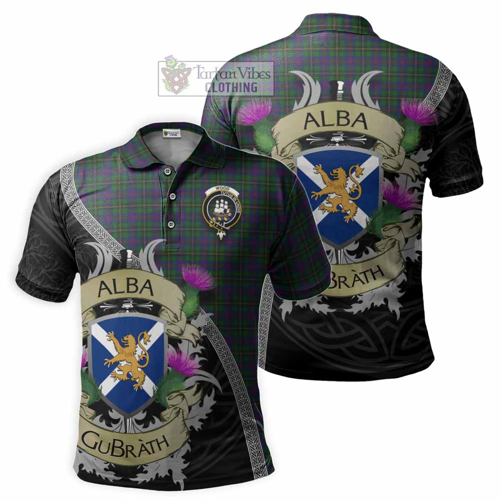 Tartan Vibes Clothing Wood Tartan Family Crest Polo Shirt Lion Rampant Royal Thistle Shield Celtic Inspired