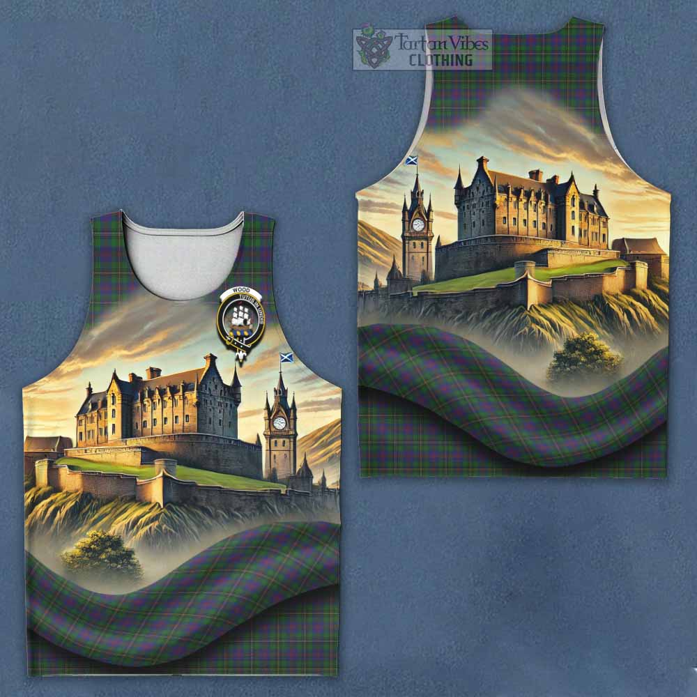 Tartan Vibes Clothing Wood Tartan Family Crest Men's Tank Top with Scottish Ancient Castle Style