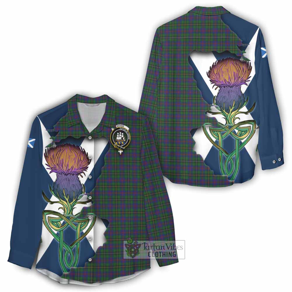 Tartan Vibes Clothing Wood Tartan Family Crest Women's Casual Shirt Scottish Thistle Celtic Inspired