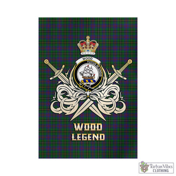 Wood Tartan Garden Flag with Clan Crest and the Golden Sword of Courageous Legacy