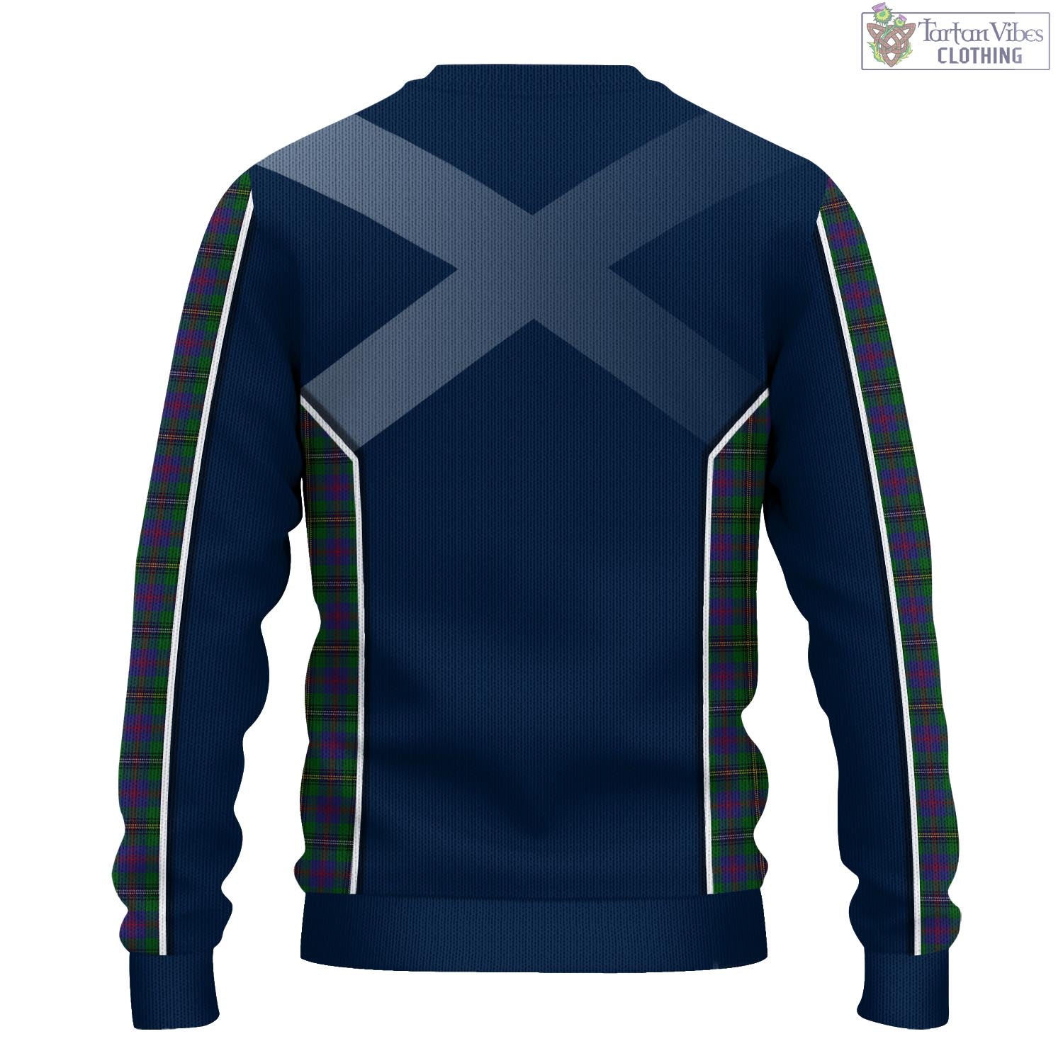 Tartan Vibes Clothing Wood Tartan Knitted Sweatshirt with Family Crest and Scottish Thistle Vibes Sport Style