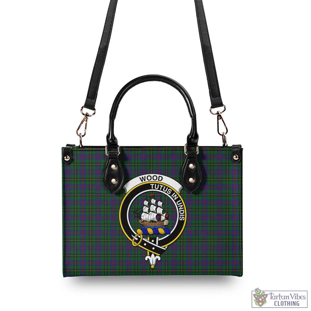 Tartan Vibes Clothing Wood Tartan Luxury Leather Handbags with Family Crest