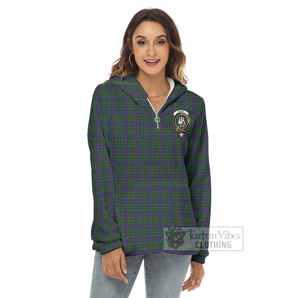 Tartan Vibes Clothing Wood Tartan Crest Women's Borg  Half Zip Fleece Hoodie