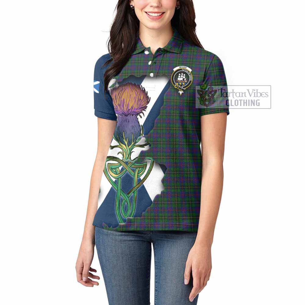 Tartan Vibes Clothing Wood Tartan Family Crest Women's Polo Shirt Scottish Thistle Celtic Inspired
