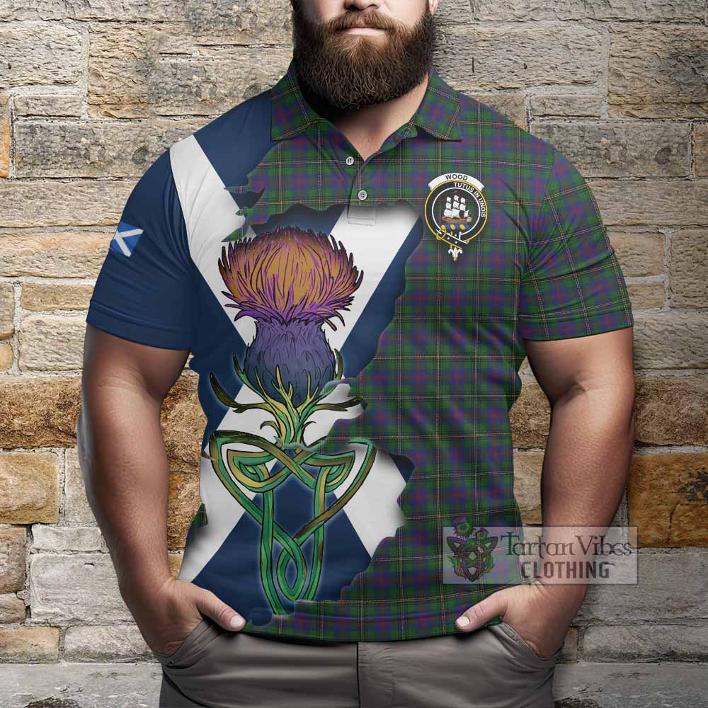 Tartan Vibes Clothing Wood Tartan Family Crest Polo Shirt Scottish Thistle Celtic Inspired