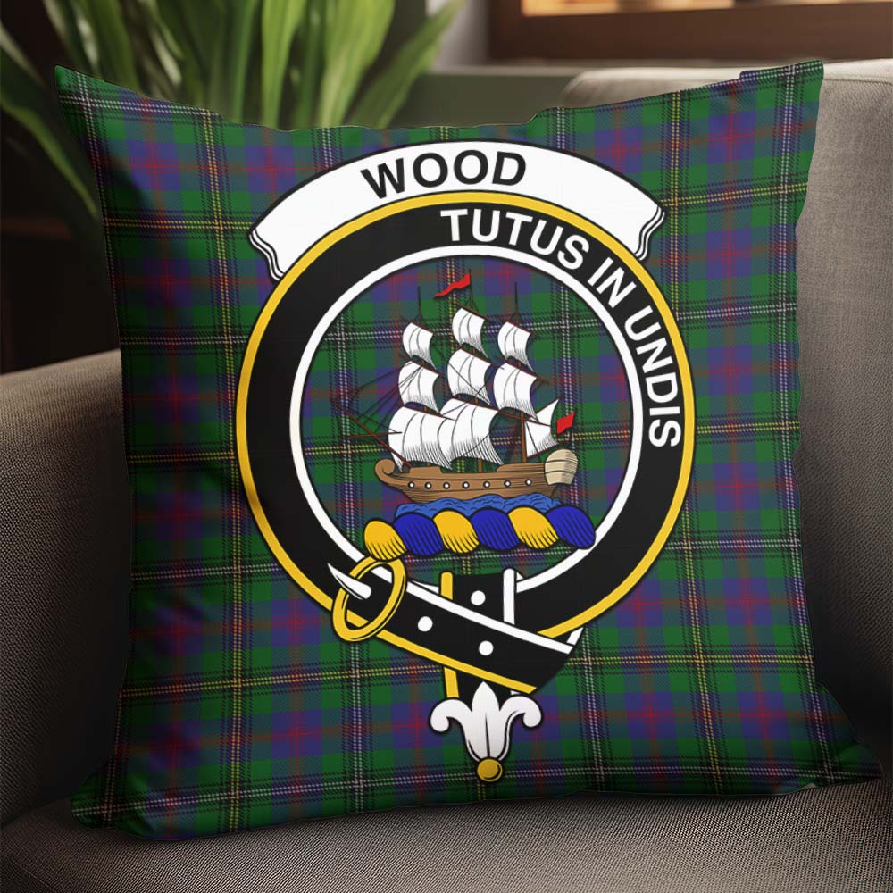 Wood Tartan Pillow Cover with Family Crest - Tartanvibesclothing Shop