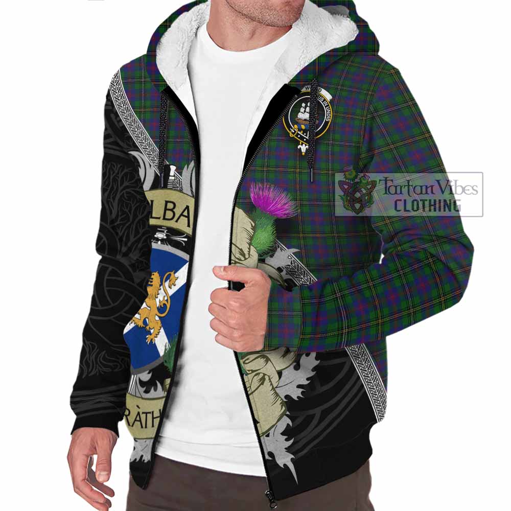 Tartan Vibes Clothing Wood Tartan Family Crest Sherpa Hoodie Lion Rampant Royal Thistle Shield Celtic Inspired