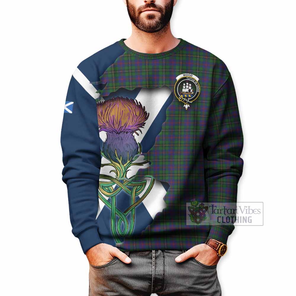 Tartan Vibes Clothing Wood Tartan Family Crest Sweatshirt Scottish Thistle Celtic Inspired