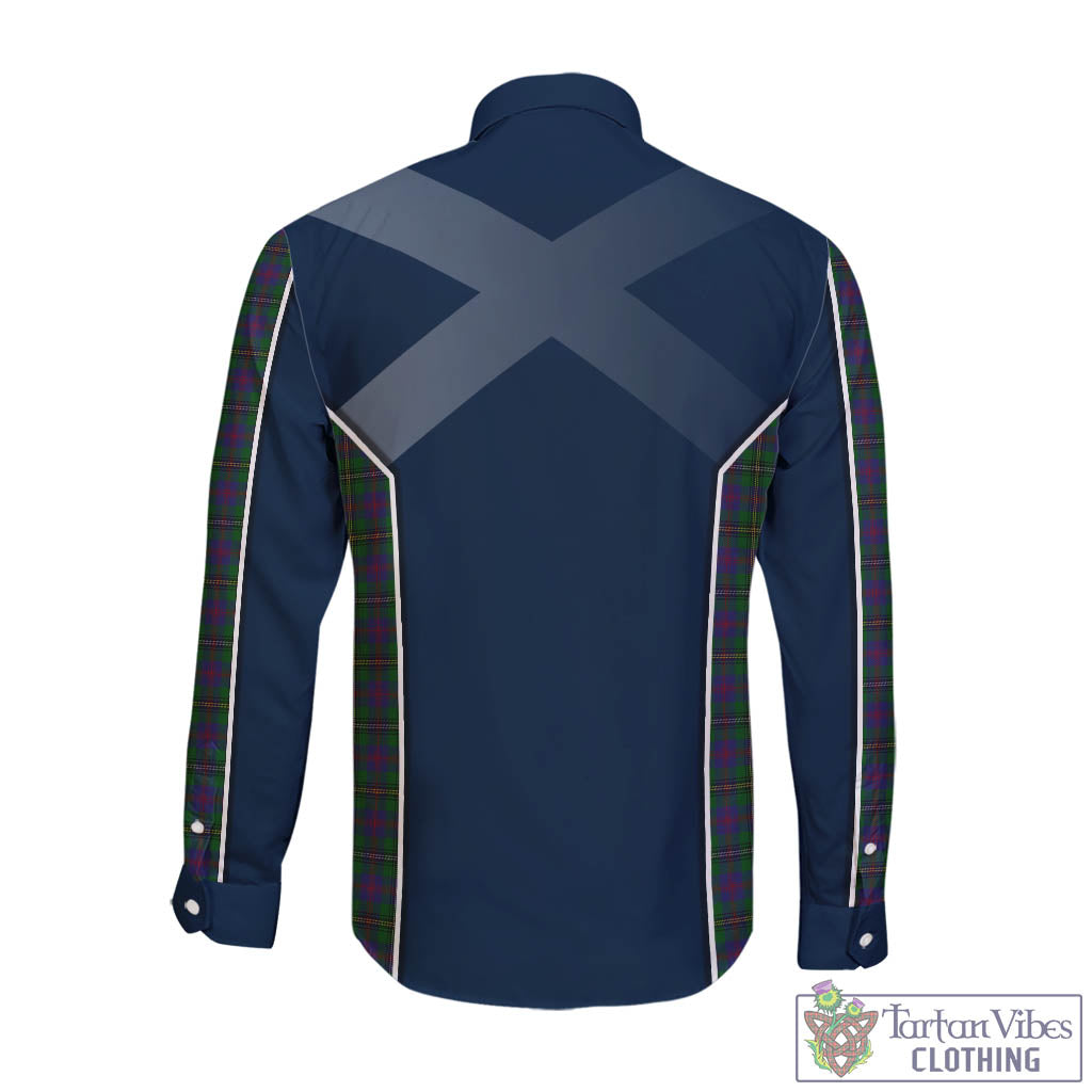 Tartan Vibes Clothing Wood Tartan Long Sleeve Button Up Shirt with Family Crest and Scottish Thistle Vibes Sport Style