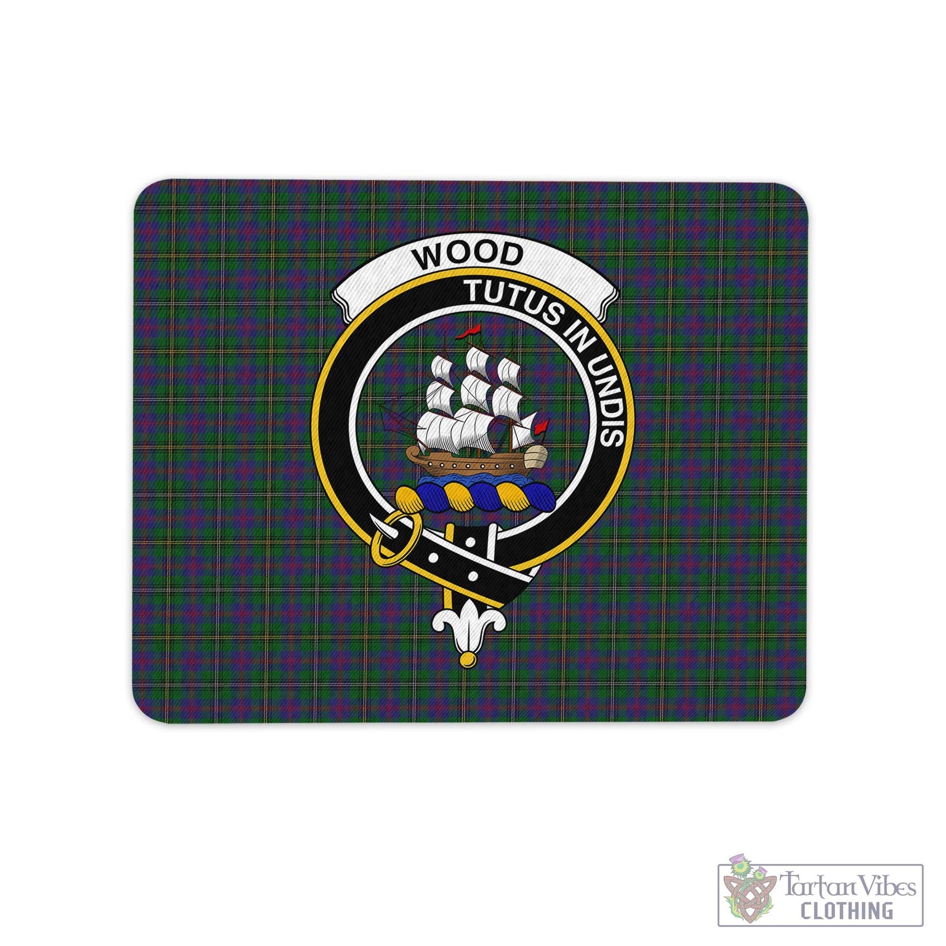 Tartan Vibes Clothing Wood Tartan Mouse Pad with Family Crest