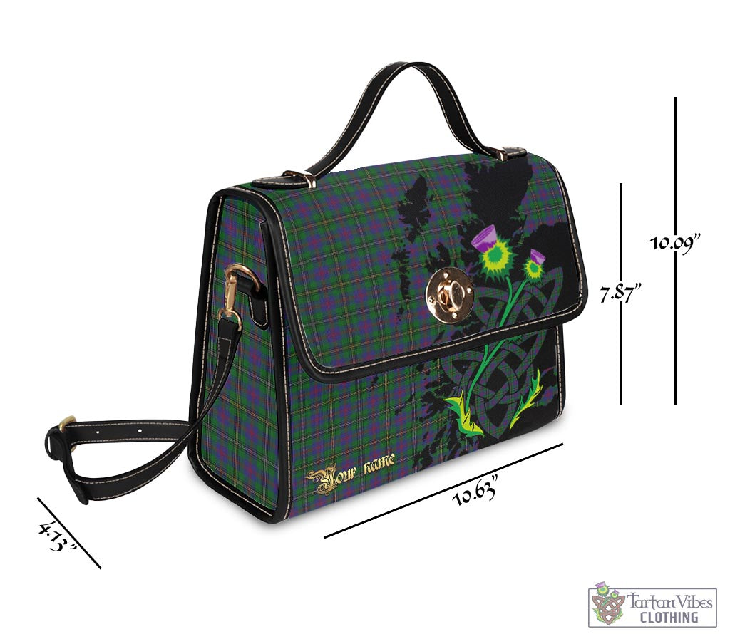 Tartan Vibes Clothing Wood Tartan Waterproof Canvas Bag with Scotland Map and Thistle Celtic Accents