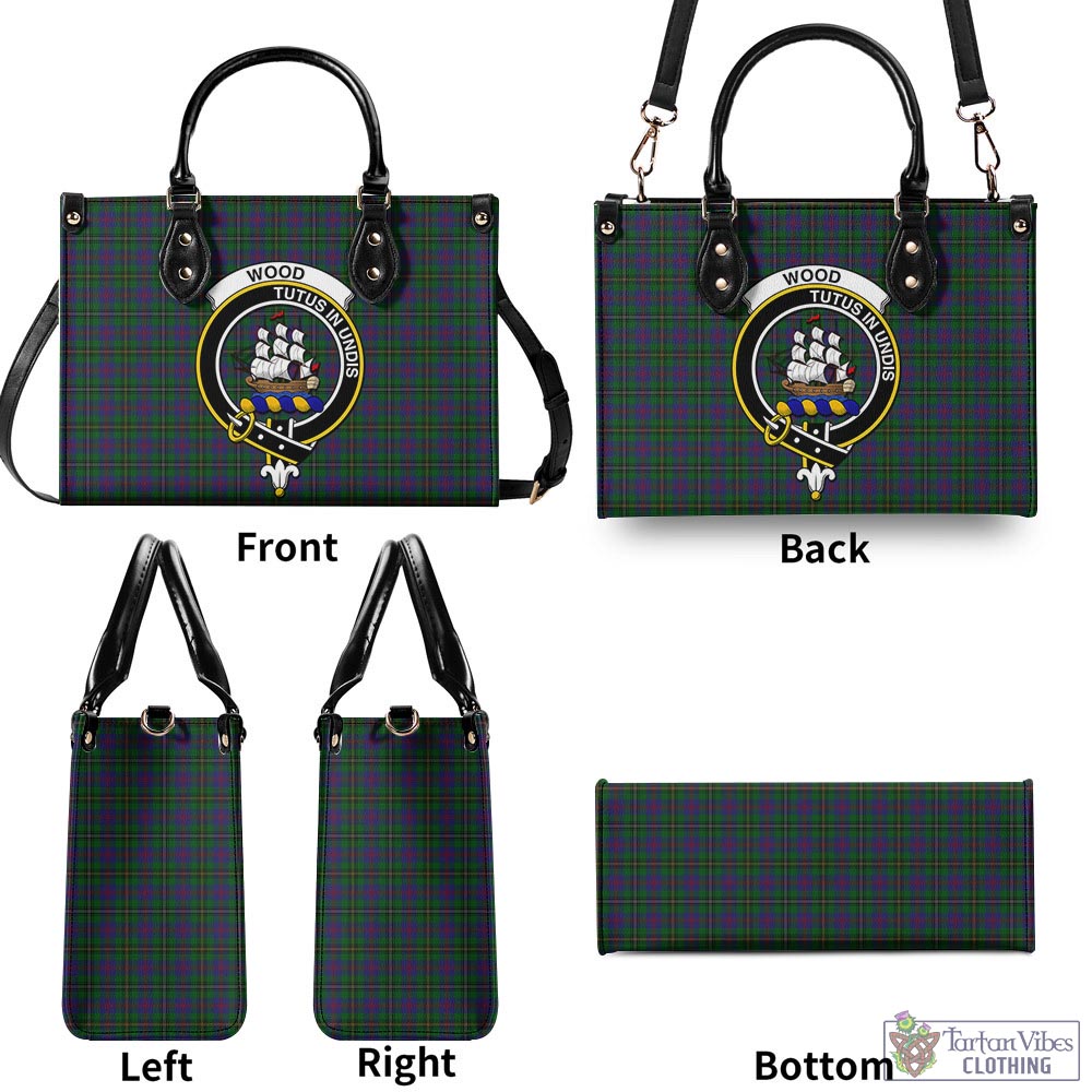 Tartan Vibes Clothing Wood Tartan Luxury Leather Handbags with Family Crest