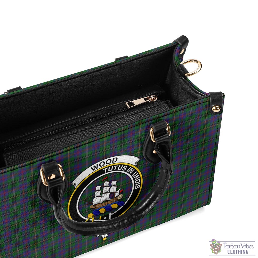 Tartan Vibes Clothing Wood Tartan Luxury Leather Handbags with Family Crest