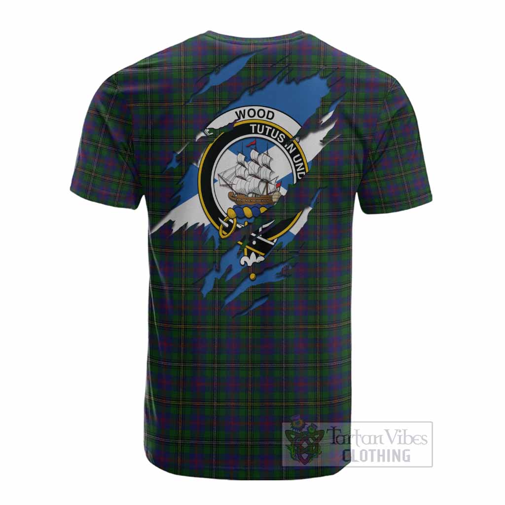 Wood Clan Crest In Me Tartan Cotton T-shirt Scotland Flag Style