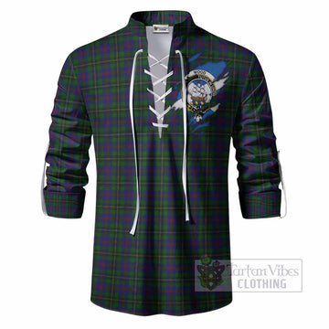 Wood Clan Crest In Me Tartan Ghillie Shirt Scotland Flag Style