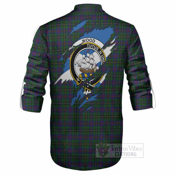 Wood Clan Crest In Me Tartan Ghillie Shirt Scotland Flag Style