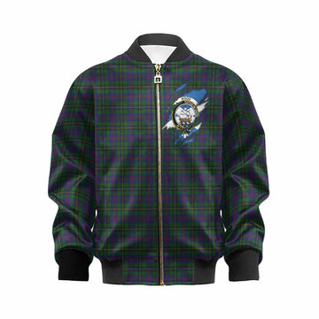 Wood Clan Crest In Me Tartan Kid Bomber Jacket Scotland Flag Style