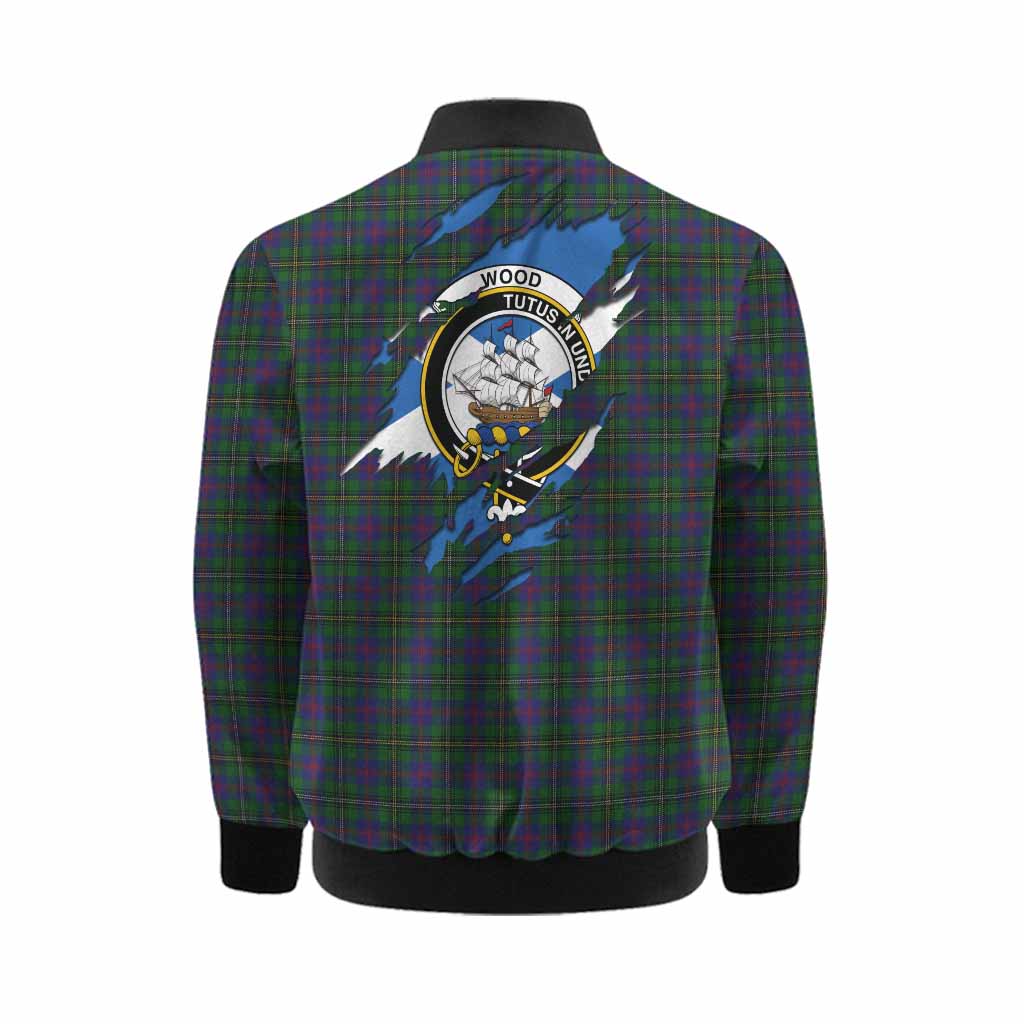 Wood Clan Crest In Me Tartan Kid Bomber Jacket Scotland Flag Style