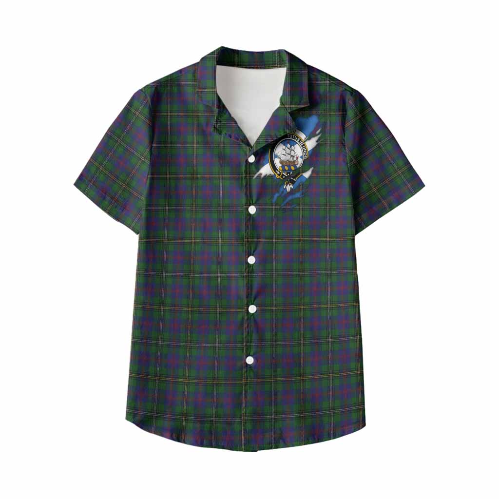 Wood Clan Crest In Me Tartan Kid Hawaiian Shirt Scotland Flag Style
