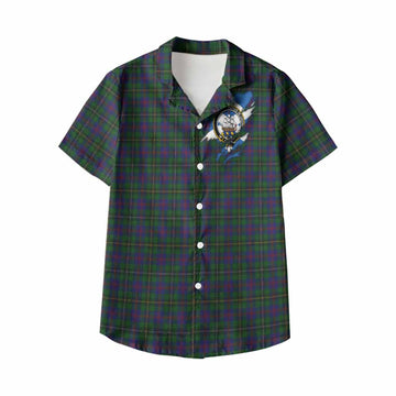 Wood Clan Crest In Me Tartan Kid Hawaiian Shirt Scotland Flag Style