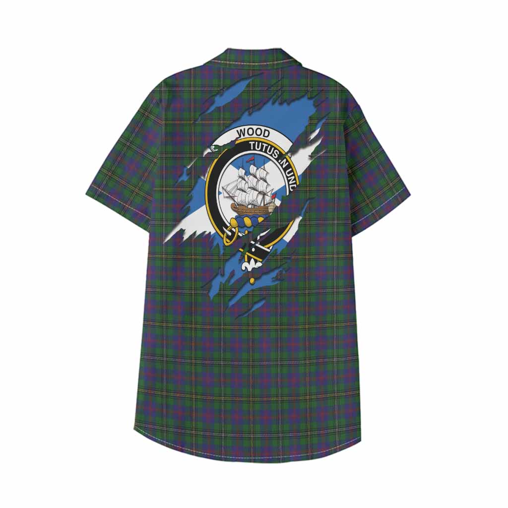 Wood Clan Crest In Me Tartan Kid Hawaiian Shirt Scotland Flag Style