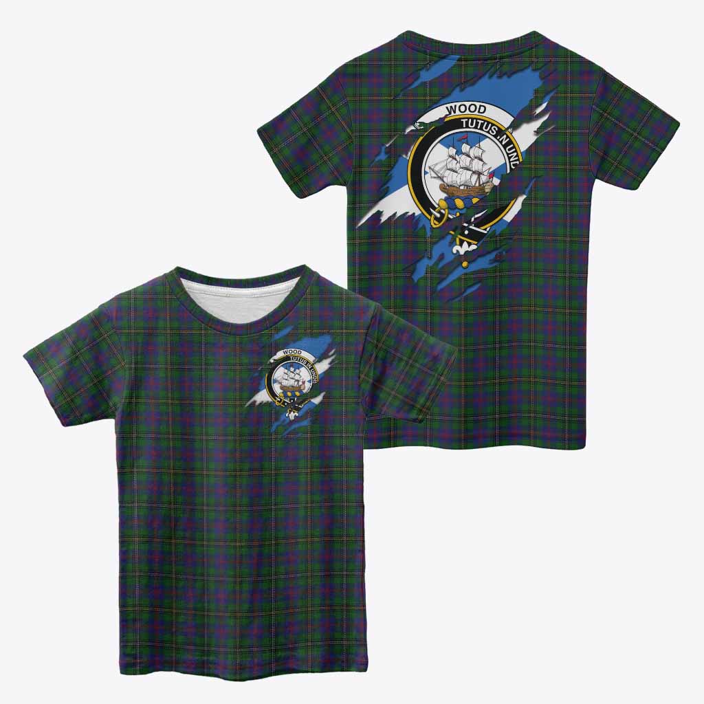 Wood Clan Crest In Me Tartan Kid T-shirt Scotland Flag Style