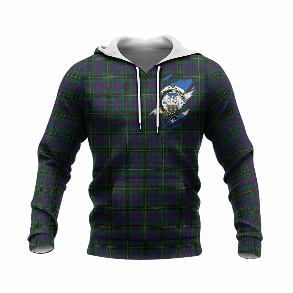 Wood Clan Crest In Me Tartan Knitted Hoodie Scotland Flag Style