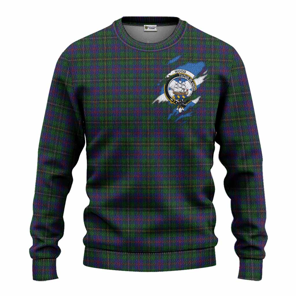 Wood Clan Crest In Me Tartan Knitted Sweater Scotland Flag Style